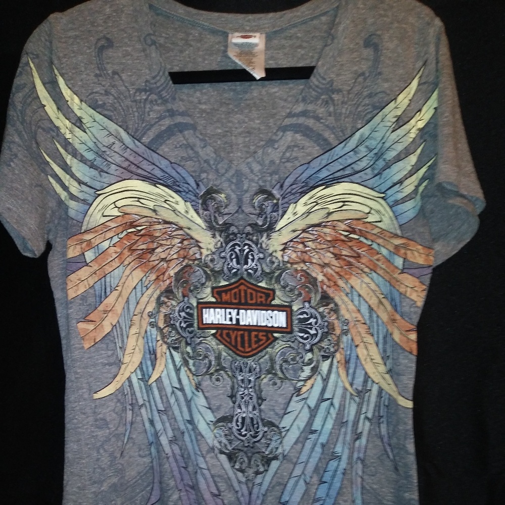 Harley Davidson Women's V-Neck T - L